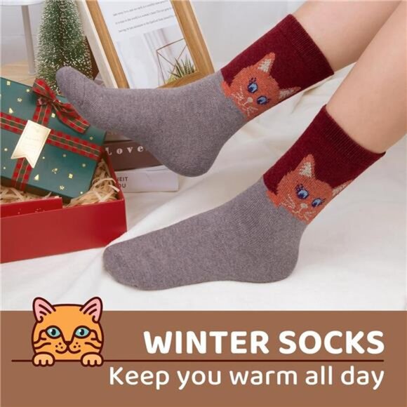 5 Pairs Womens Wool Socks Thick Warm Winter Socks Casual Cozy Socks - Picture 5 of 6